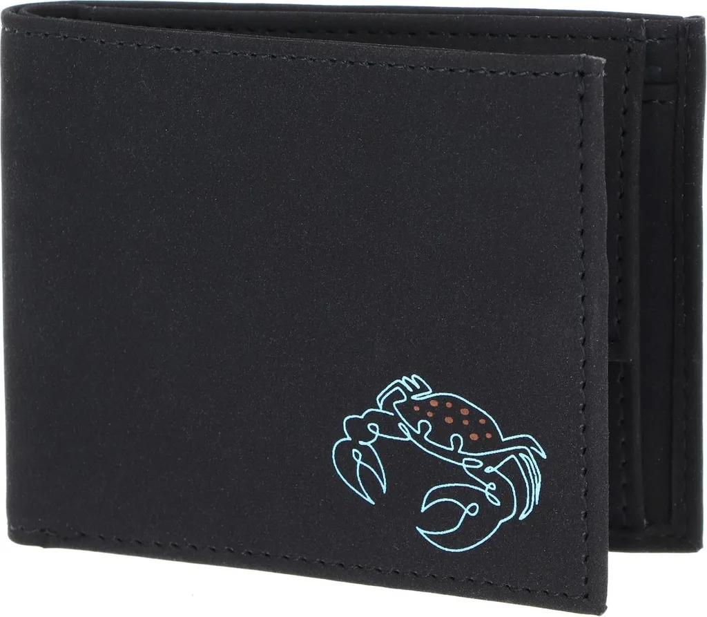oxmox portafoglio New Cryptan RFID Protect Pocketbörse Crab Print Cyan Black nero