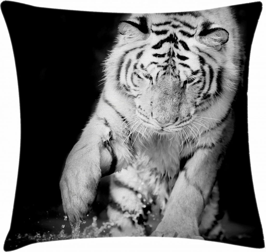 ABAKUHAUS Tiger Kissenbezug, Große Katze spielt in Wasser, Beidseitiges Digitaldruck mit Reißverschluß Farbfest Pflegeleicht und Waschbar, 60 x ...