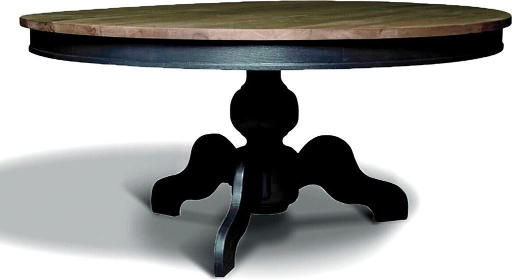 Casa Padrino Jugendstil Esstisch Eiche Massiv Rund Holzfarben / Schwarz Ø 160 x H. 77 cm - Runder Massivholz Esszimmer Tisch