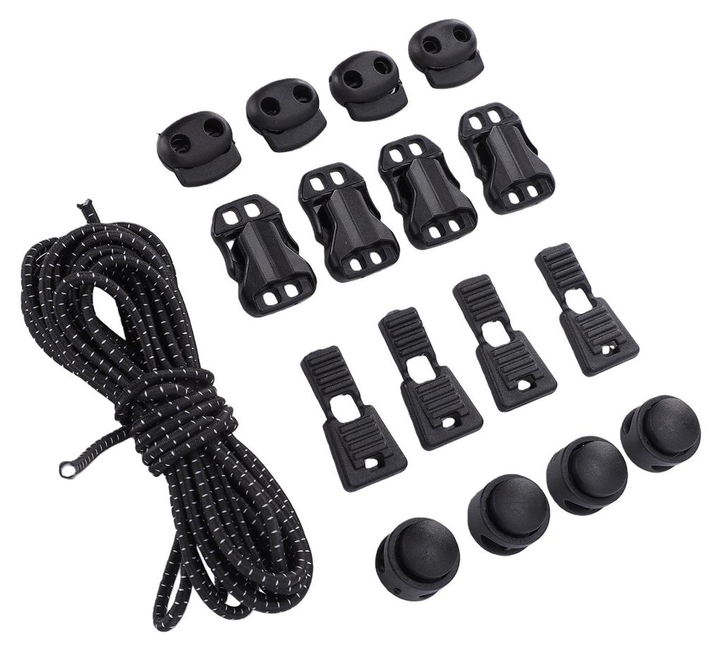 Elastische Schnur zum Selbermachen, hochdehnbar, runde Schnüre, Kunststoff-Schnürstopper für Schnürsenkel und Kordelzüge, Paracord, schwarz, 3...