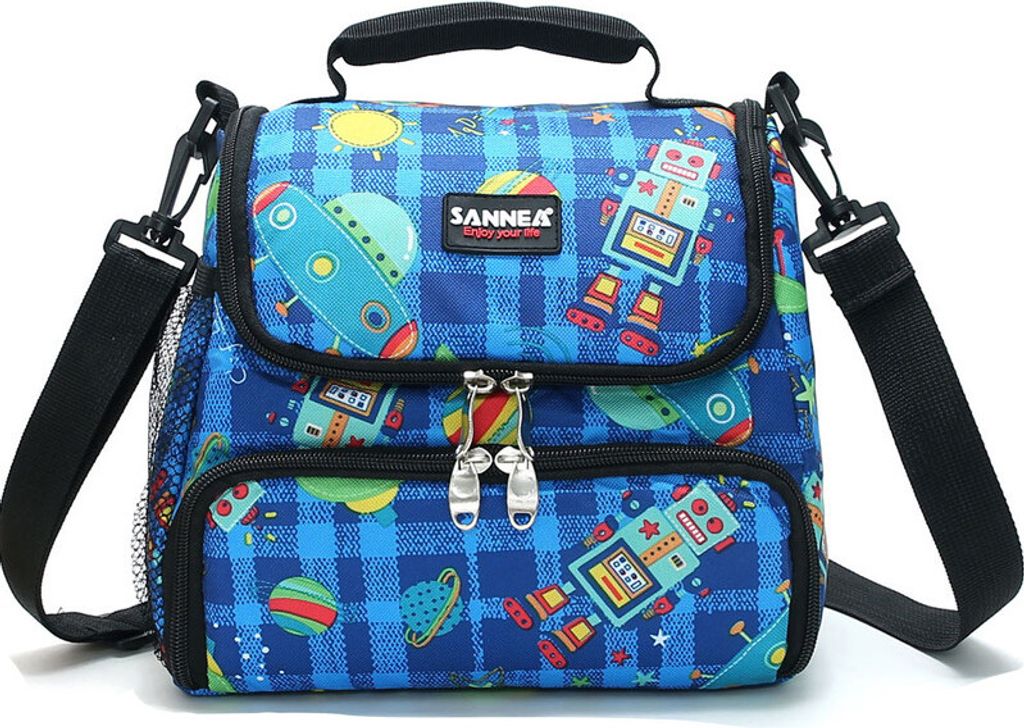 Lunch Tasche für Kinder, Kapazität 9,2 l, Raummuster, Blau