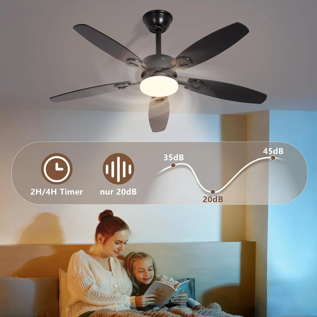 Ventilateur de plafond pour grand salon, éclairage LED modulable