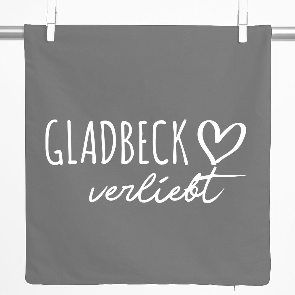 Huuraa Kissenbezug Gladbeck verliebt 40x40cm Steel Grey Baumwolle Dekokissenbezug Geschenkidee