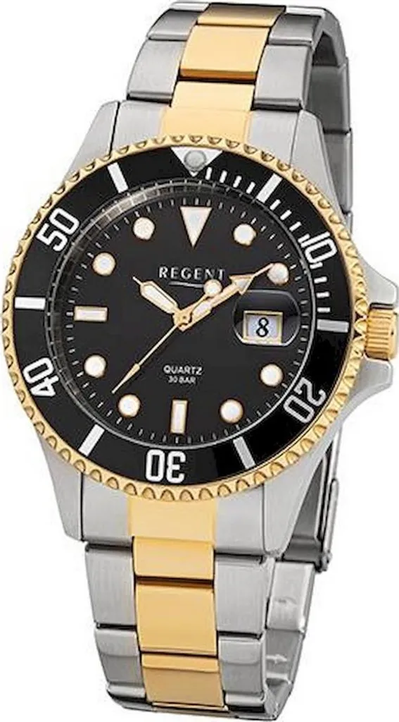 Regent Montre Homme F-1285 : Montre Classique avec Bracelet en Cuir Noir