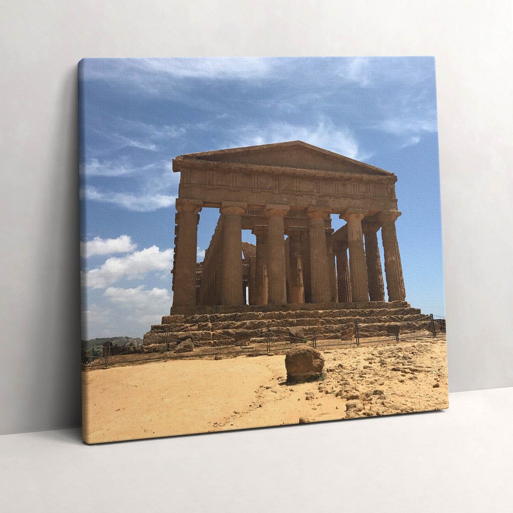 Temple in Sicily, Italy – Leinwandbild Wandbild – 60x60 cm – Leinwandbilder – Wandbilder – Schlafzimmer – Flur