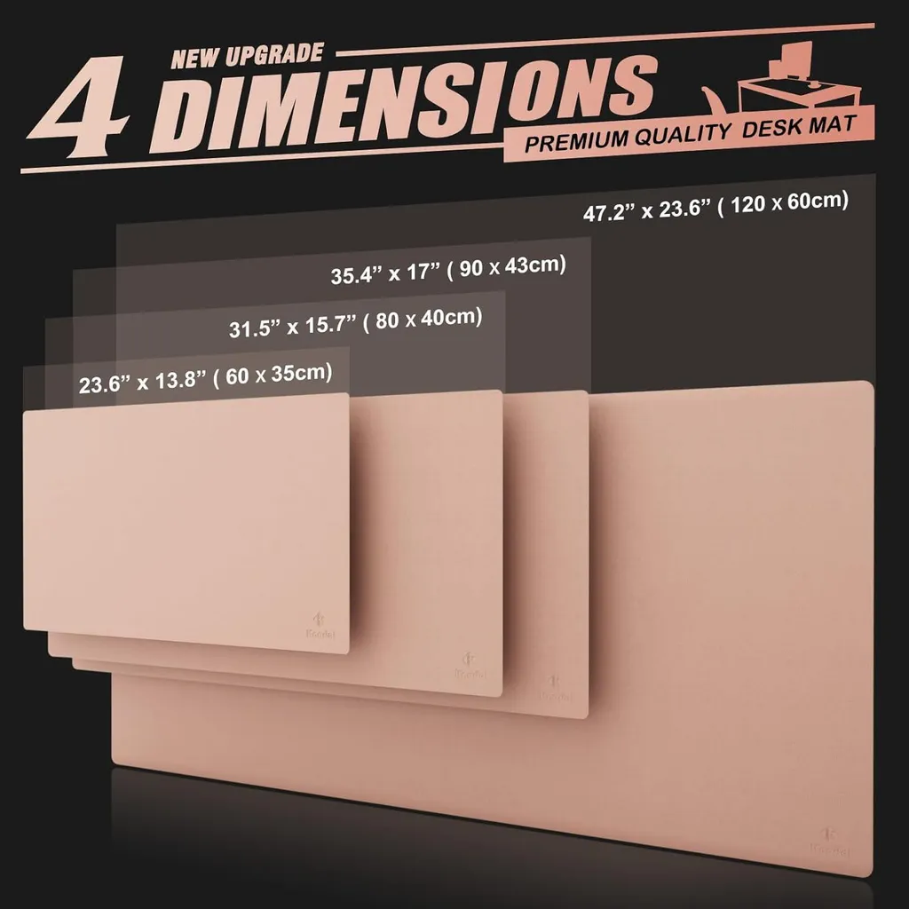 Tapis de Bureau Rose et Argent 80x40 cm Double Face en Cuir Synthétique