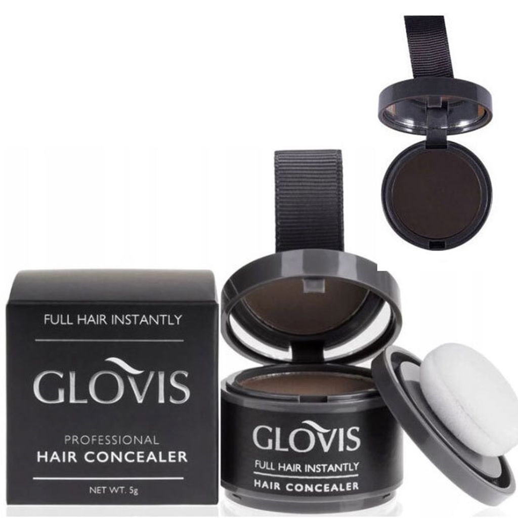 Glovis Haar Concealer DUNKELBRAUN - Ansatzpuder Haarverdichtungspuder Ansatz kaschieren Bartauffüllung