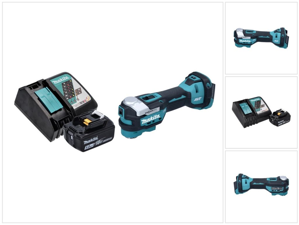 Makita DTM 52 RT1 Akku Multifunktionswerkzeug 18 V Starlock Max Brushless + 1x Akku 5,0 Ah + Ladegerät