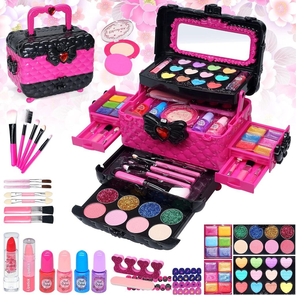Make-up Set für Mädchen - 57-teiliges Waschbares Kinder Make-up Kit für Kreatives Spiel