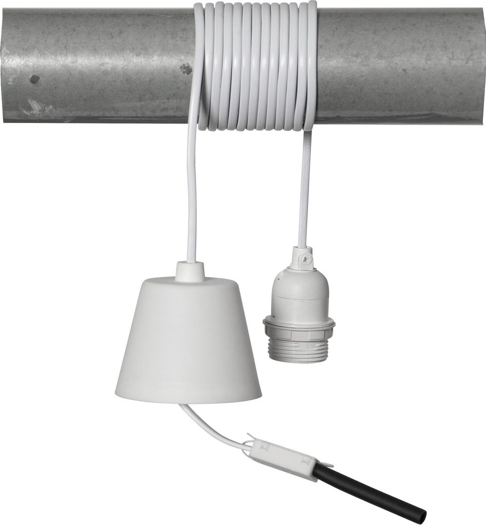 Lampenfassung E27 ,Basic mit Kabel und Baldachin, weiß, Produktbild 