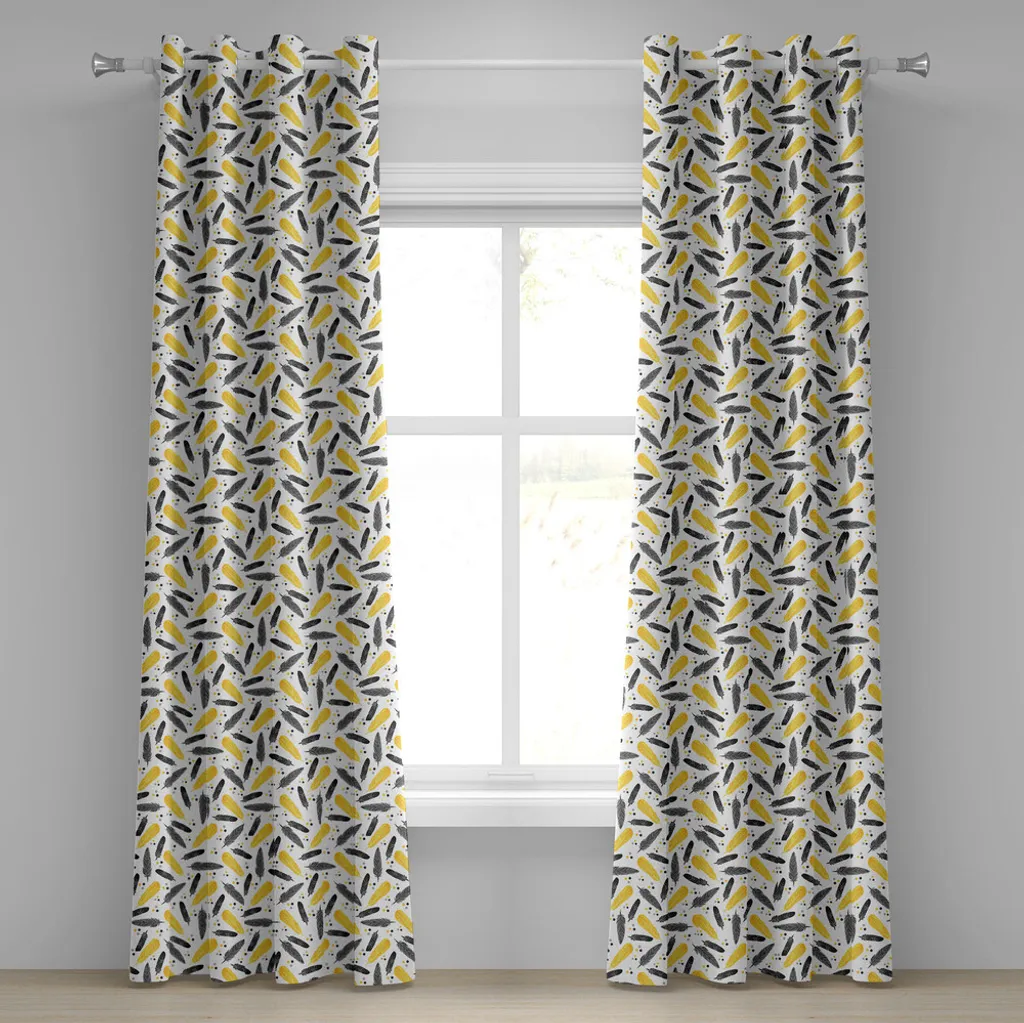Tenda Piume Boho ABAKUHAUS 280x245cm | Grigio Giallo Occhielli