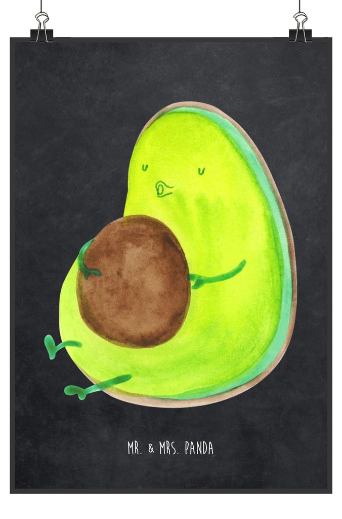 Mr. & Mrs. Panda Bild Avocado Pfeifen DIN A3 - Kreidetafel - Geschenk, kunstdruck poster, Diät, Wandbild, drucke, Plakat, wanddeko, Schwanger, Abn...