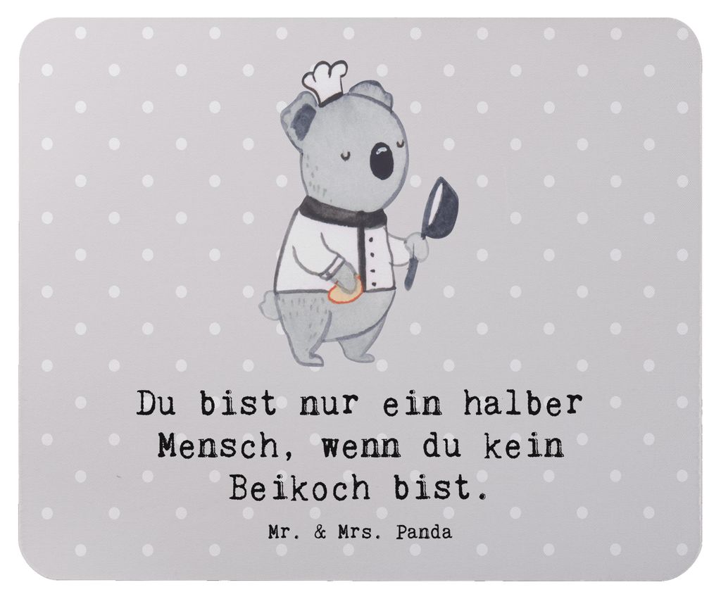 Mr. & Mrs. Panda Mauspad Beikoch Herz - Grau Pastell - Geschenk, Restaurant, Mousepad, Spruch, pc, notebook, laptop, Beruf, Gastronomie, Mouse Pad