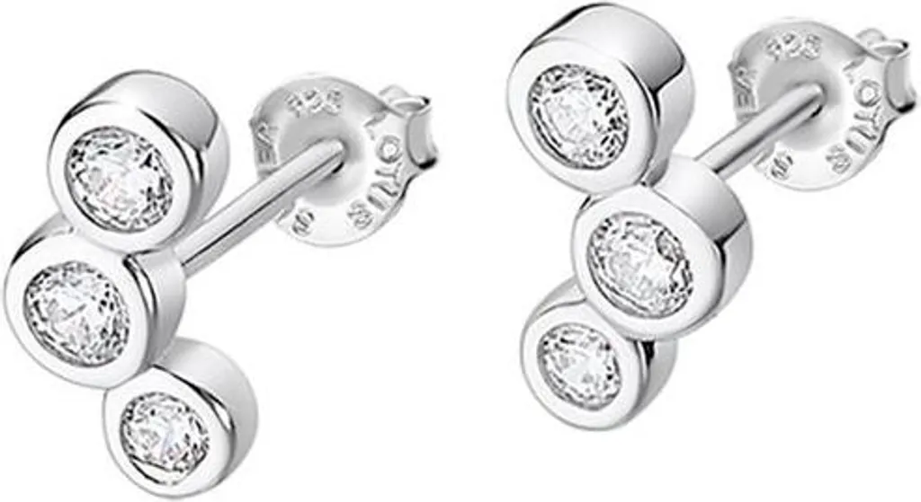 Orecchini Donna Lotus Silver In Argento 925 Con Zirconi, Modello Circle, Lucidi