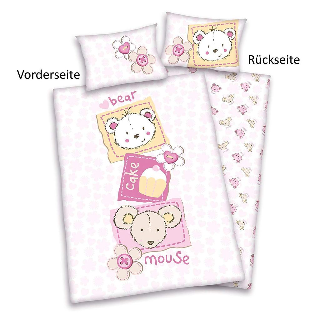Herding Linon Kinderbettwäsche Jana bear cake mouse 100x135 cm