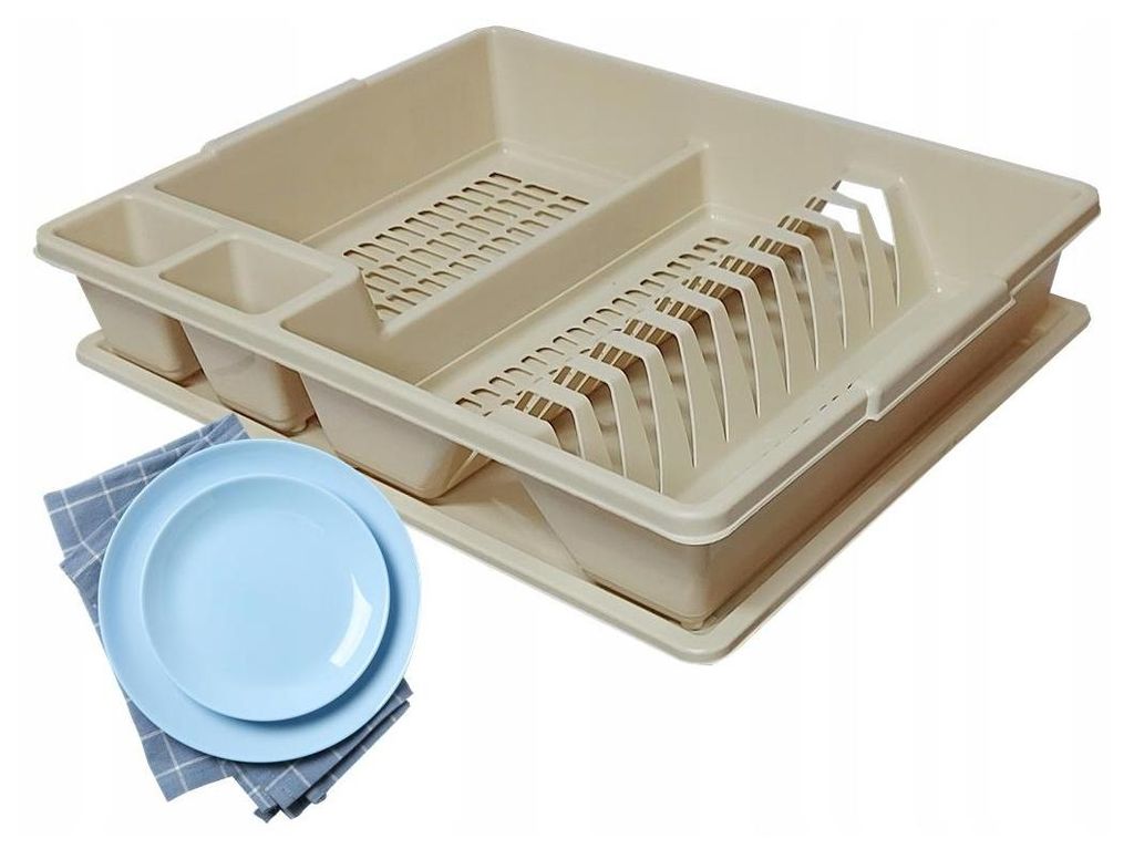 Geschirrabtropfgestell mit Abtropffläche - BEIGE Bentom Produktbild 