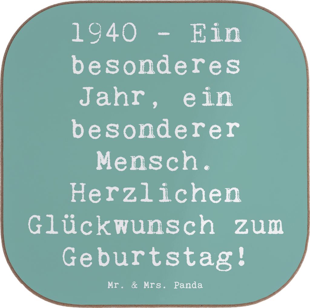 Mr. & Mrs. Panda Untersetzer für Gläser Spruch 1940 Geburtstag - Meeresbrise - Geschenk, Tassenuntersetzer, Geburtstagsgeschenk, Design, Geschenk...