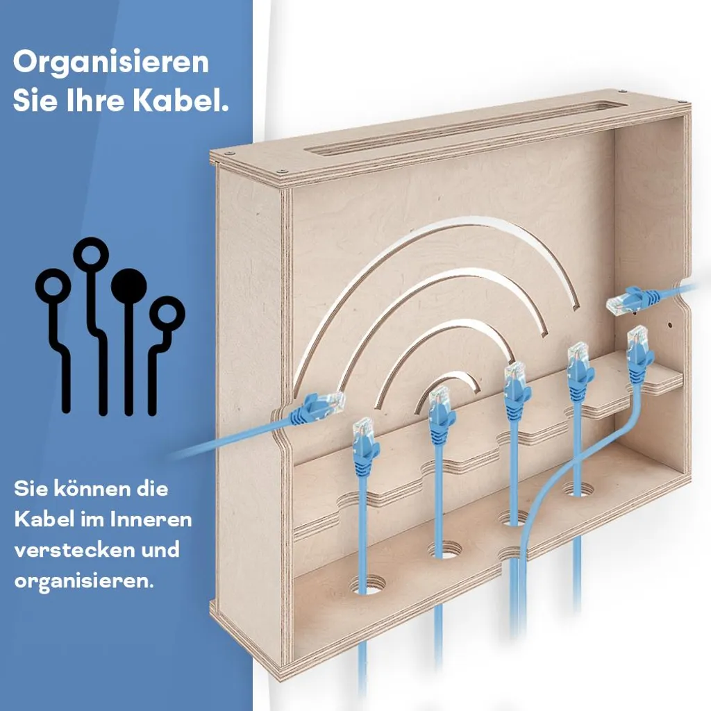 Couvercle pour Routeur et Cache-Câble Mural - Solution Rangement Wi-Fi - 5