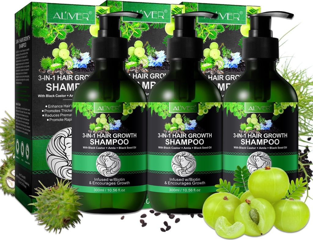 Shampoo 3-in-1 mit Rizinusöl Amlaöl Schwarzkümmelöl Produktbild 