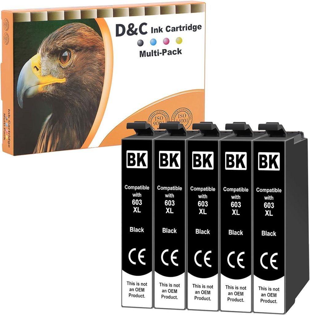 DC 5X 603XL Schwarz Druckerpatronen Kompatibel für Epson Produktbild 