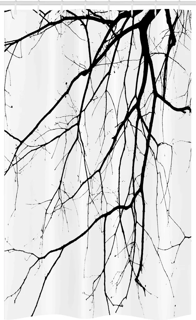 ABAKUHAUS Tenda Doccia Stretta 120x180 cm - Design Albero Bianco e Nero