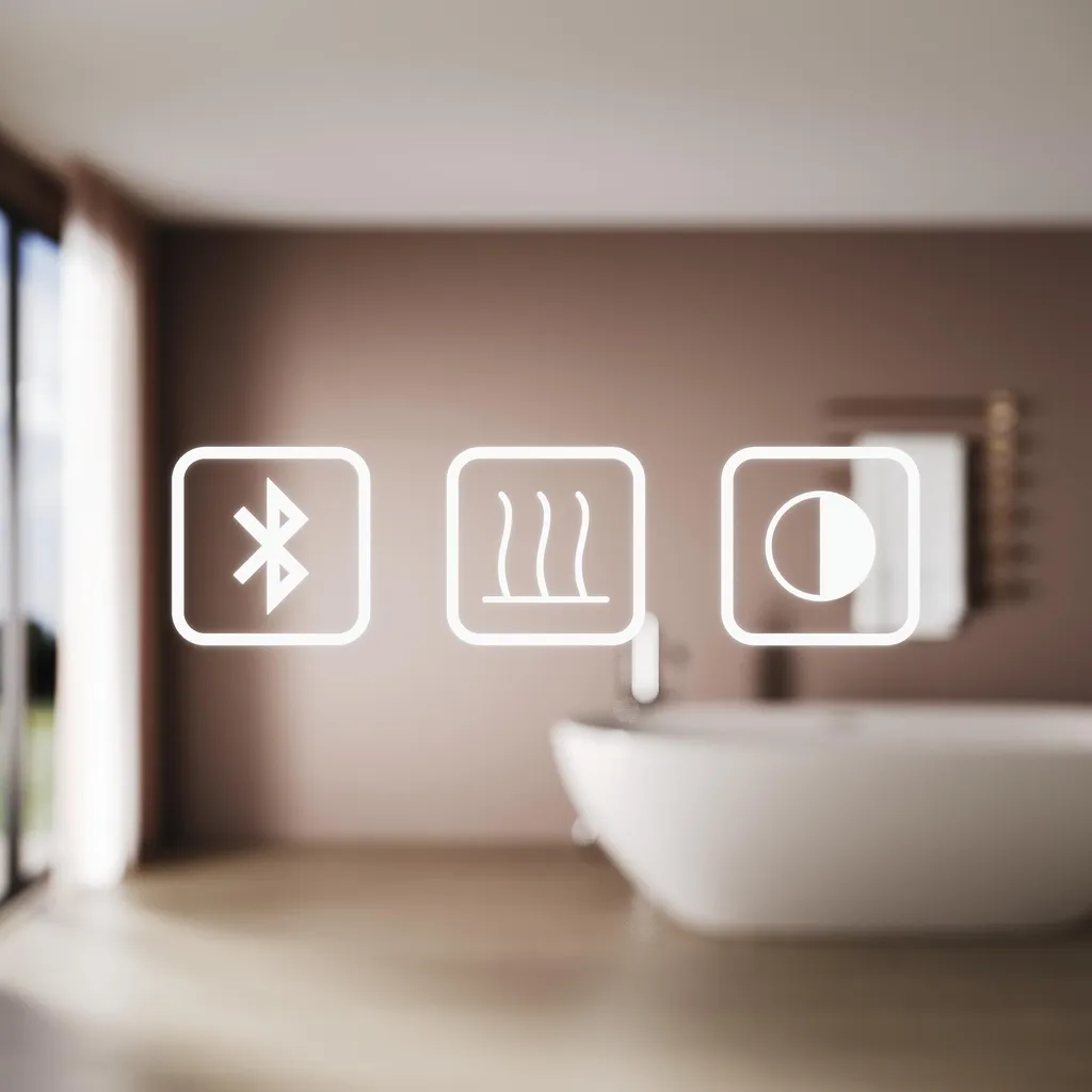 SONNI Specchio da bagno quadrato bianco 80 x 60 x 3,5 cm Senza nebbia e con Bluetooth Funzione di memoria di spegnimento Tre temperature di colore - 5