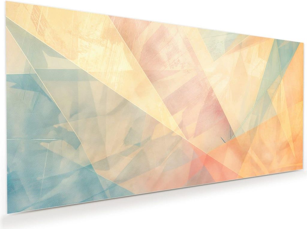 Glasbild 80x40cm in XXL für Wohnzimmer, Schlafzimmer Motiv Farbiges Geo Muster
