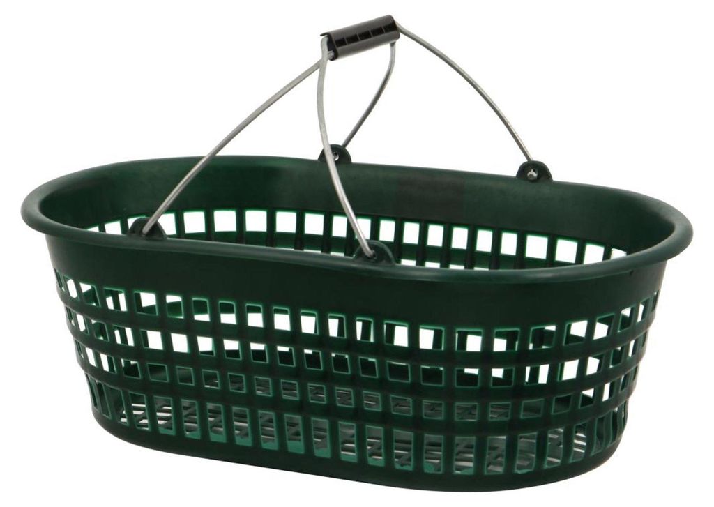 Gartenkorb 15 kg, grün, oval, mit Doppelklappbügel Produktbild 