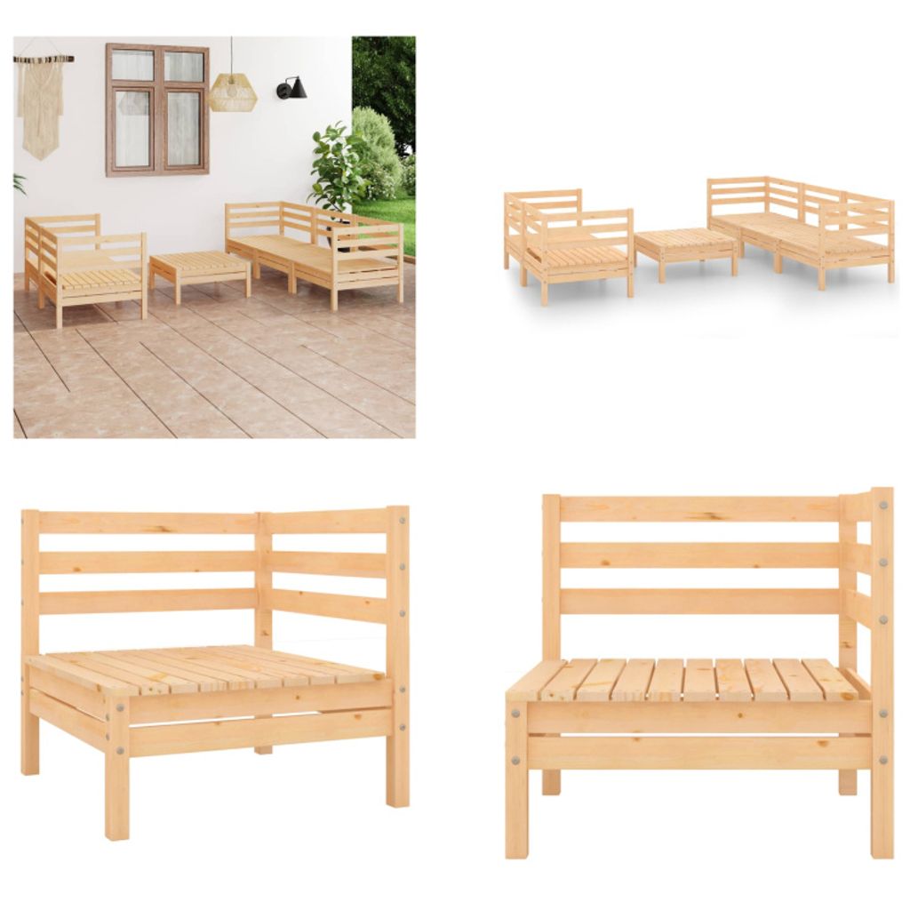vidaXL 6 tlg. Garten Lounge Set Kiefer Massivholz - Garten-Lounge-Set - Garten-Lounge-Sets - Lounge-Set - Lounge-Sets