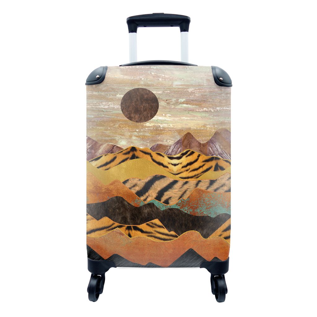 MuchoWow Koffer Handgepäck Trolley Rollkoffer Kleine Reisekoffer mit 4 Rollen - Tigerdruck - Marmor - Berge - Cabin Size < 55x40x23 cm & 55x40x2...