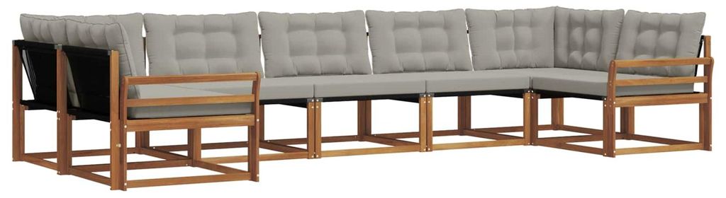 vidaXL Outdoor-Sofagarnitur mit Kissen 7 pcs Natürlich und Hellgrau
