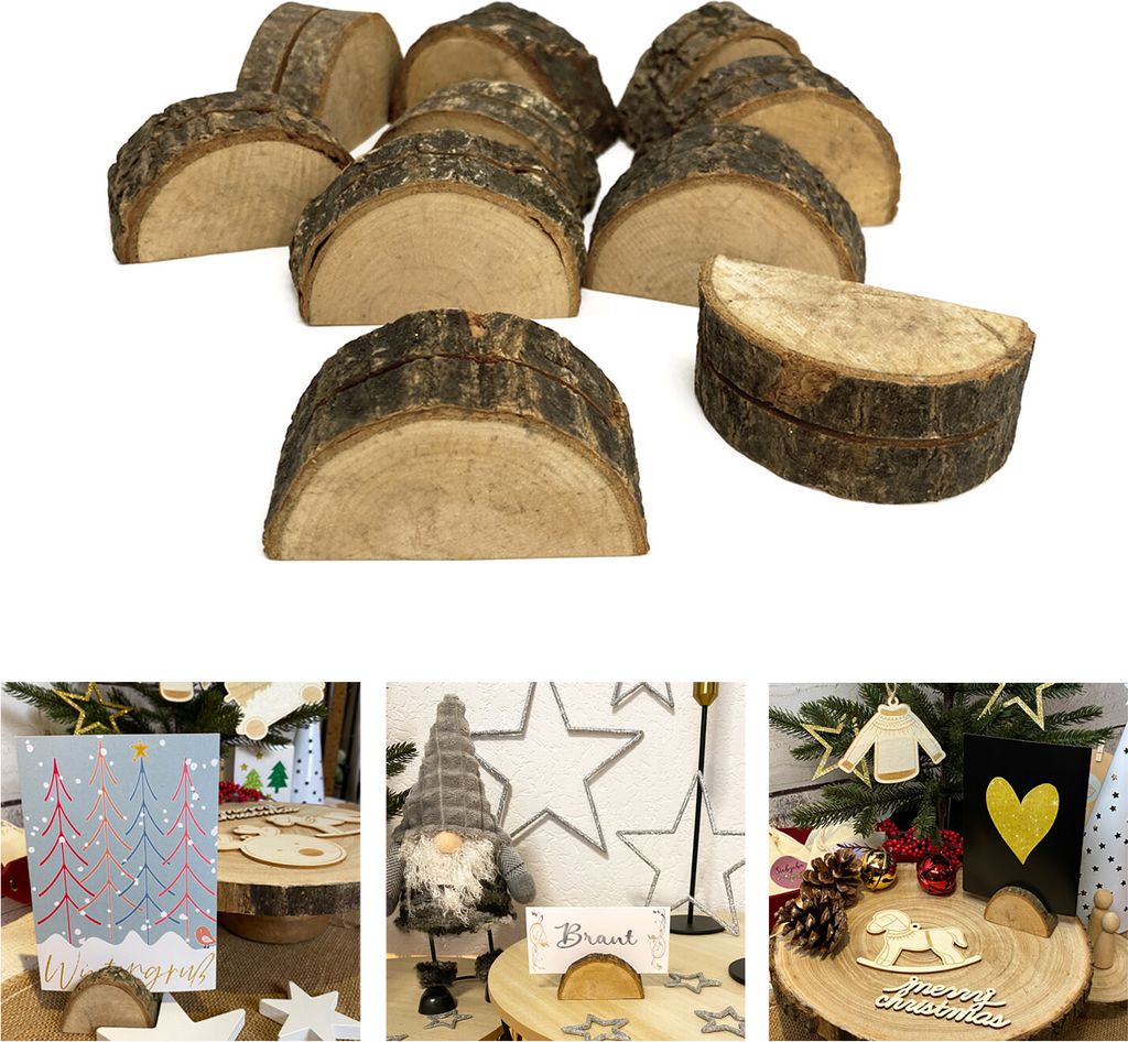 Oblique Unique 10 Tischkartenhalter aus Holz Kartenhalter Deko Hochzeit Geburtstag Kommunion Weihnachten Weihnachtsdeko