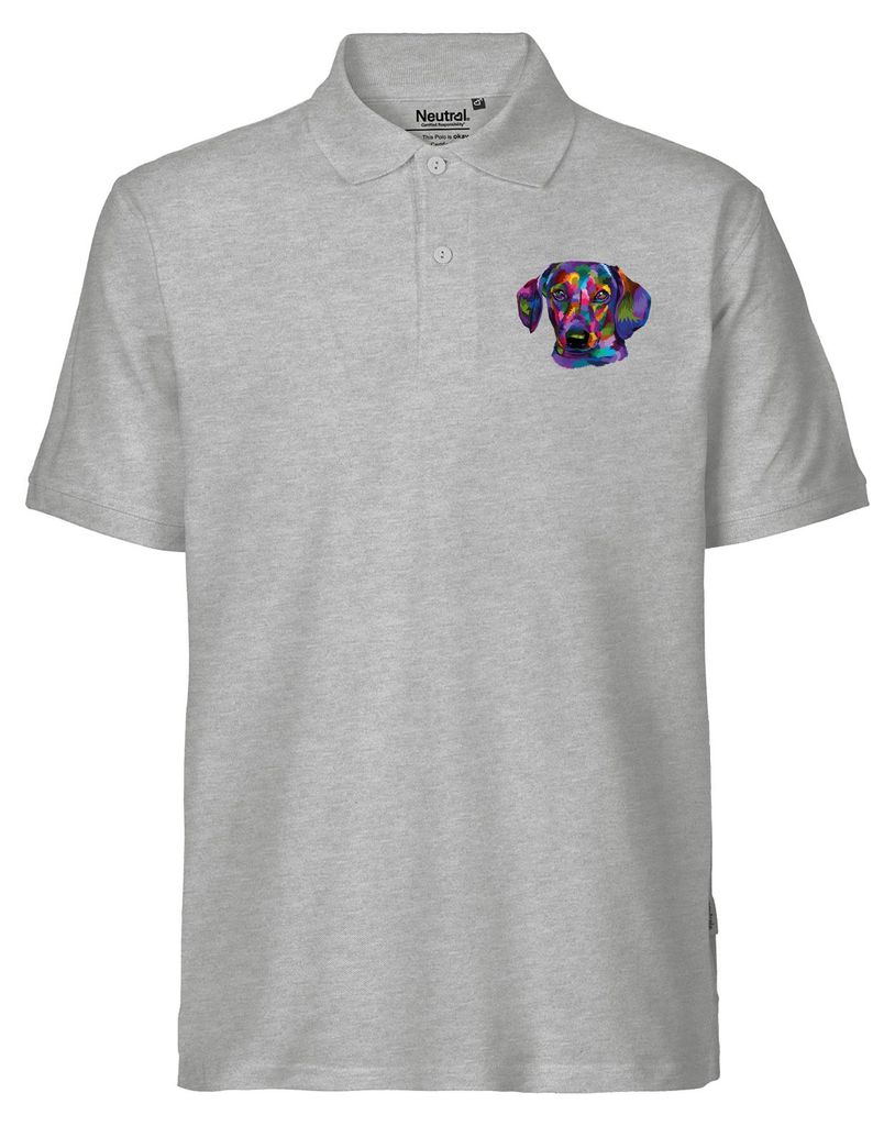Huuraa Herren Polo Shirt Dackel Colorful M Sport Grey Bio Baumwolle Fairtrade Poloshirt Geschenkidee