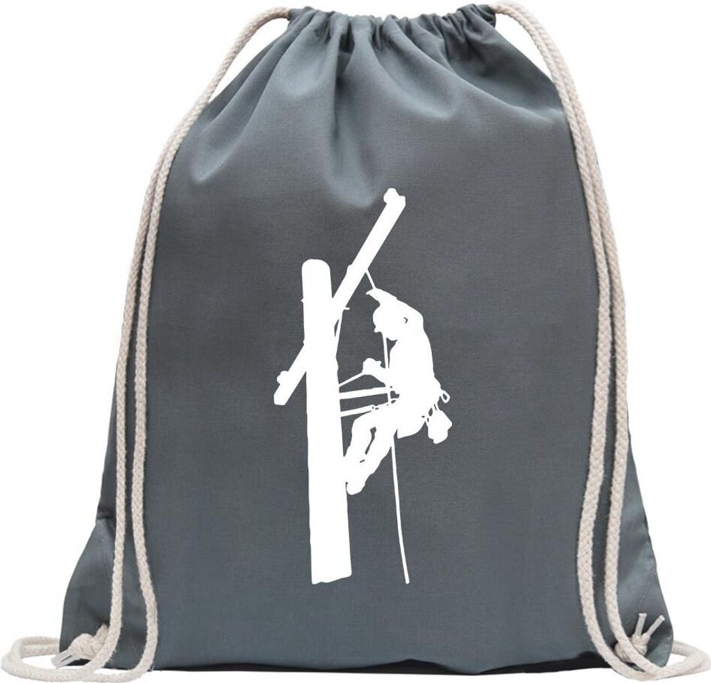 Kiwistar - Turnbeutel - stahlgrau - Netzmonteure Motiv 2 - Elektriker - Fun Rucksack Sport Beutel Gymsack Baumwolle mit Ziehgurt