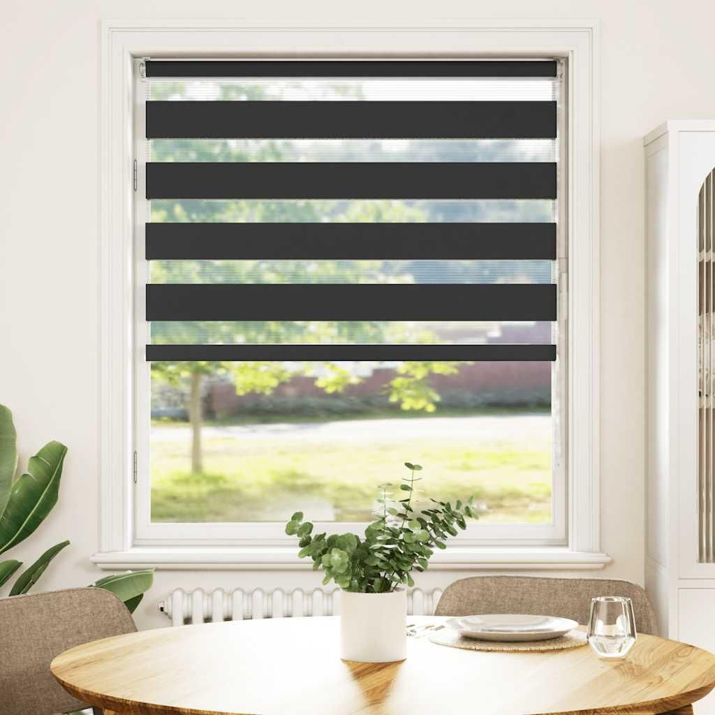 vidaXL Doppelrollo Schwarz 100x100 cm Stoffbreite 95,9 cm Polyester