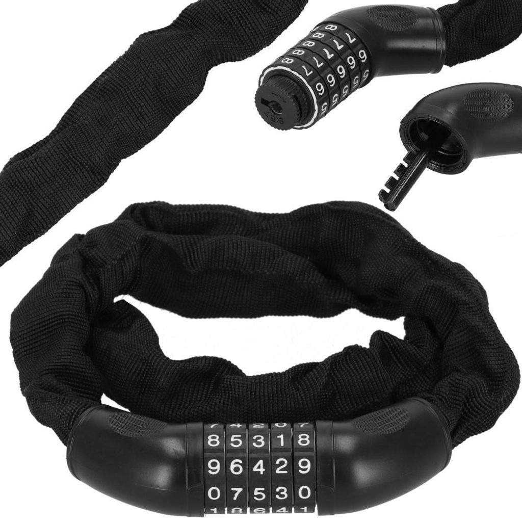 Zamek szyfrowy łańcucha rowerowego 98 cm Zdjęcie produktu 