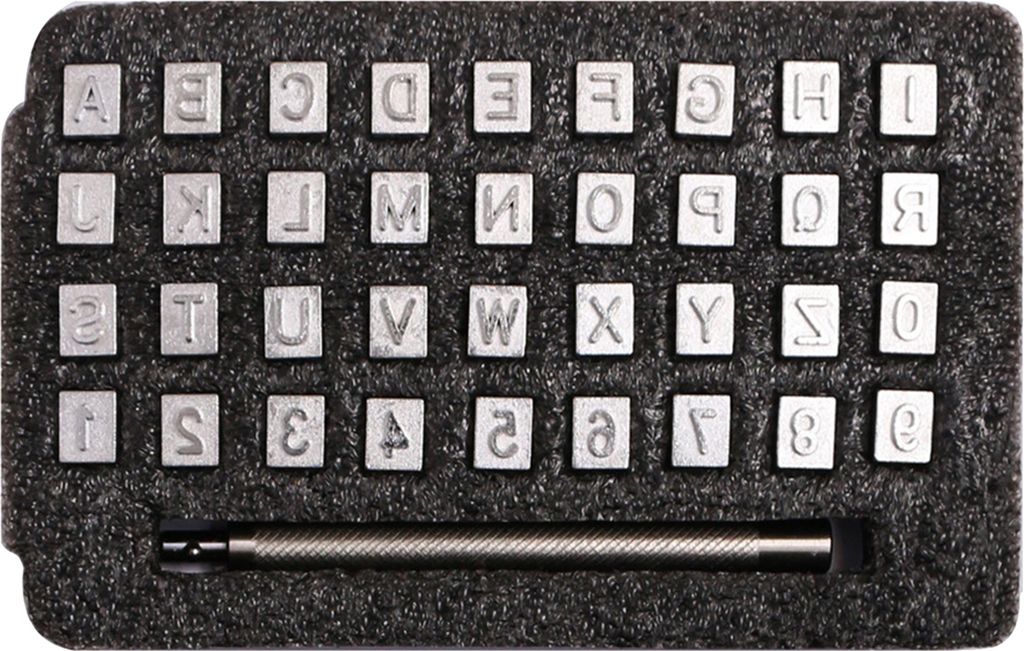 36pcs/Set Faux Leder -Stanzkits Korrosion Widerstand DIY Metall Number Letter Stempelstempel -Stanzwerkzeuge für Zuhause-Größen:6.5 Mm