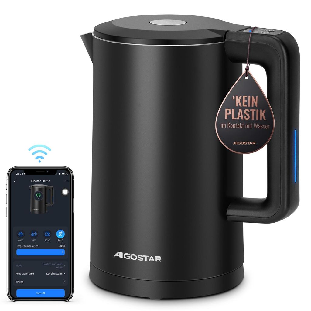 Aigostar Smart Glas-Wasserkocher 1,7L: WLAN & Alexa, Produktbild 