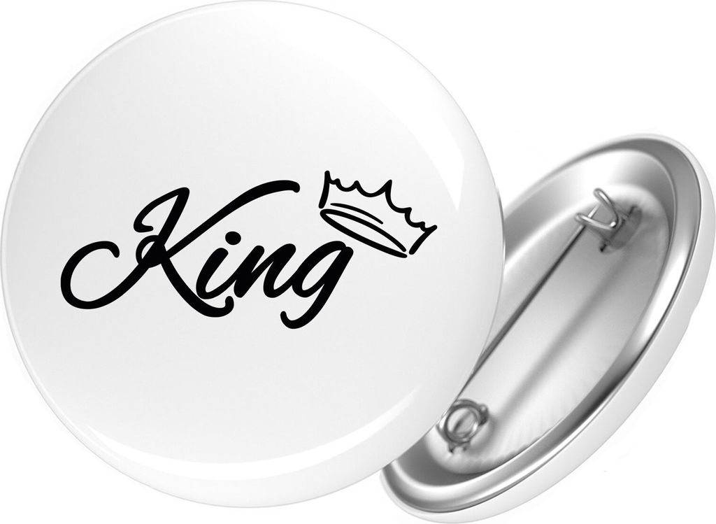 Huuraa Button King Krone 25mm rund mit Sicherheitsnadel Produktbild 