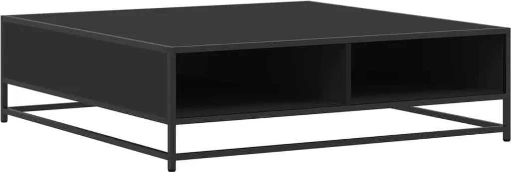Tavolino da Salotto Moderno 100x100 cm: Elegante Mix Legno e Metallo Nero