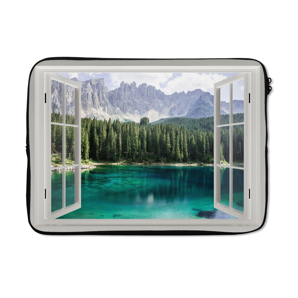 MuchoWow Laptop Hülle 14 ZollAussicht - Bäume - Wasser Laptoptasche - Laptoptasche - Stoßsicher - Schutzhaube
