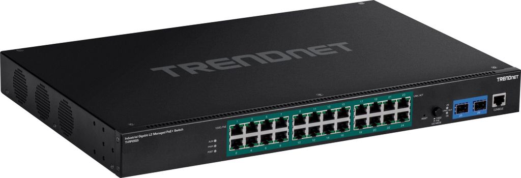 TRENDnet TI-RP262i 26-Port Industrial Rackmount PoE+ Switch Gigabit L2 Managed