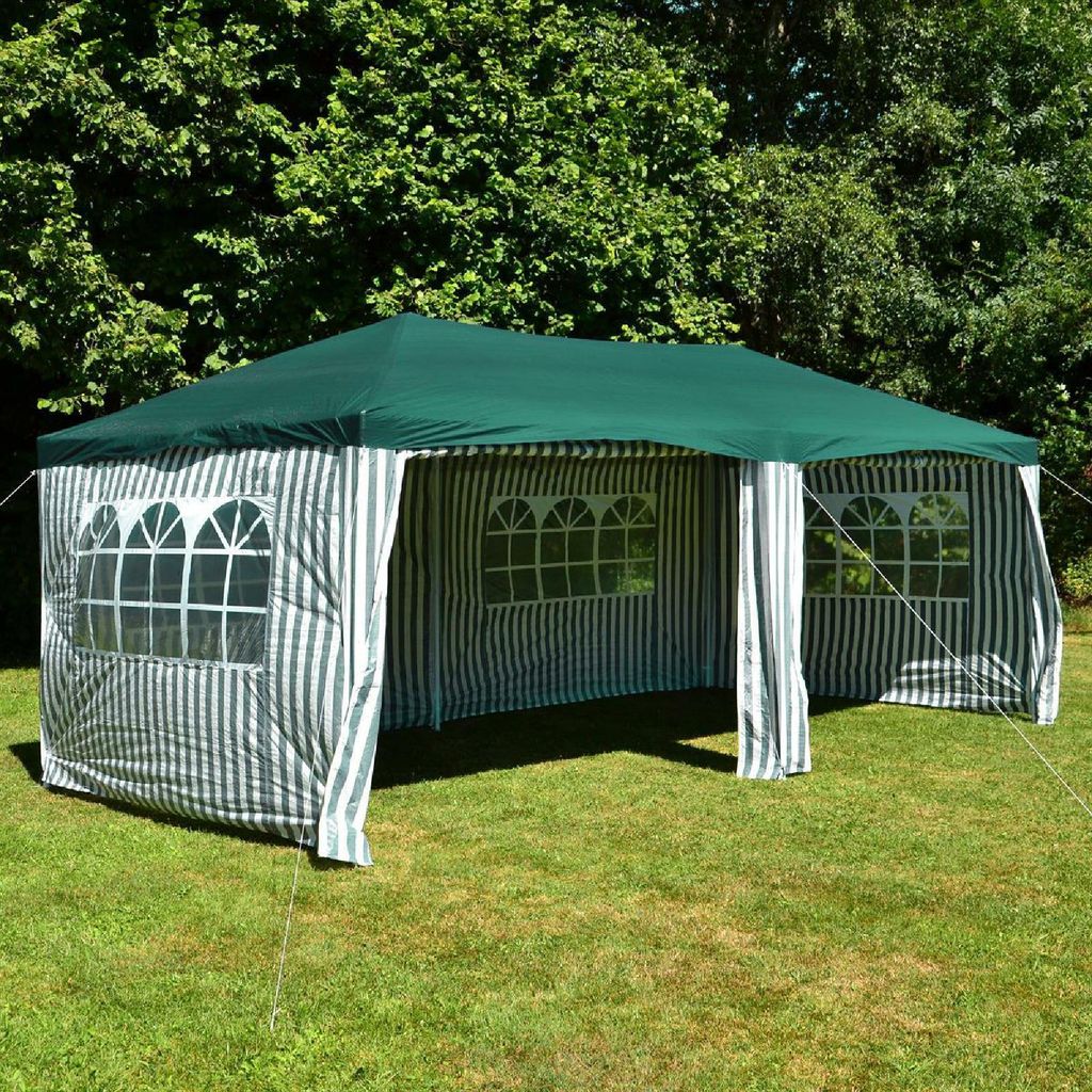 VCM Pavillon | Maße ca. 3x6 m | wasserabweisende 110g / m² PE Plane | Partyzelt | Gartenzelt mit Stahlgestell | Festivalzelt | Grün