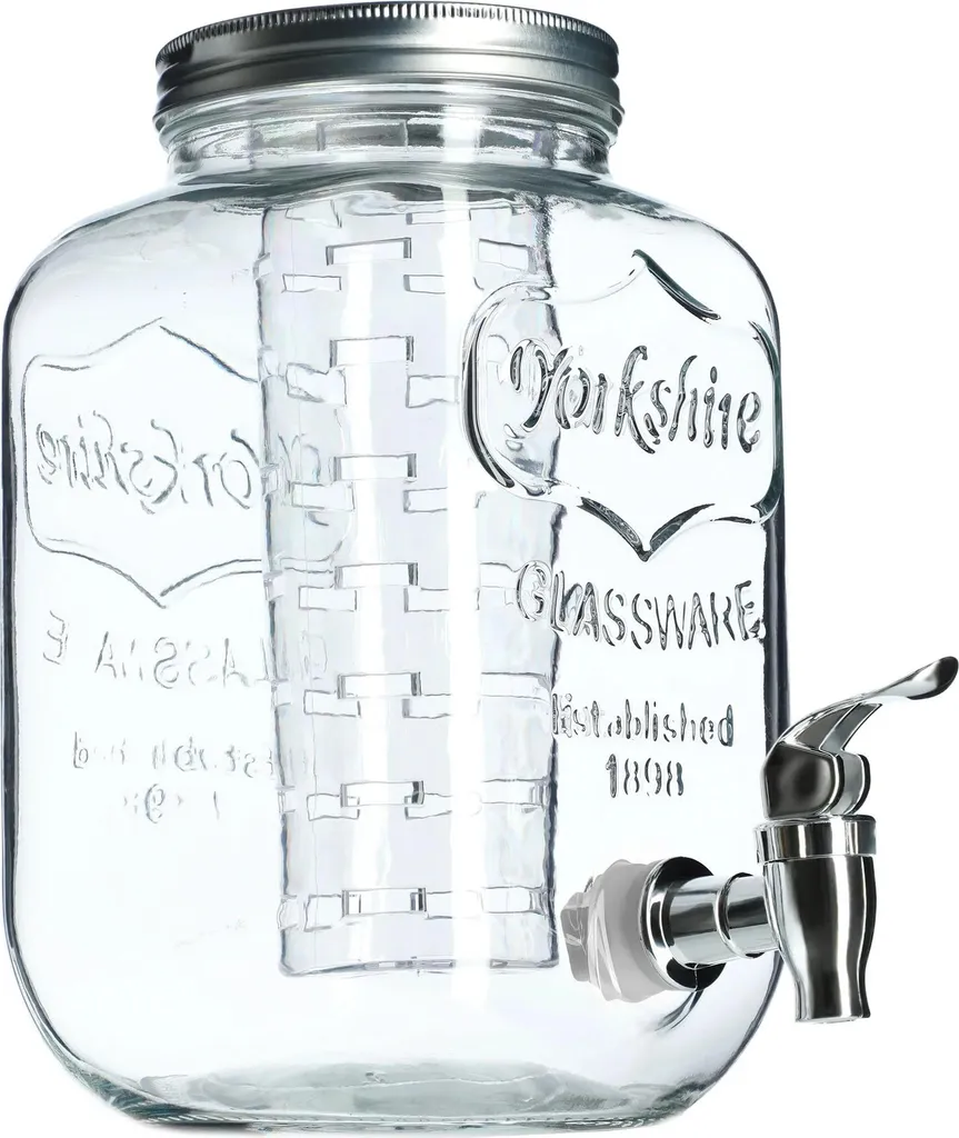 Dispenser Bevande Vetro 4L con Infusore - Contenitore Acqua e Succhi FCM