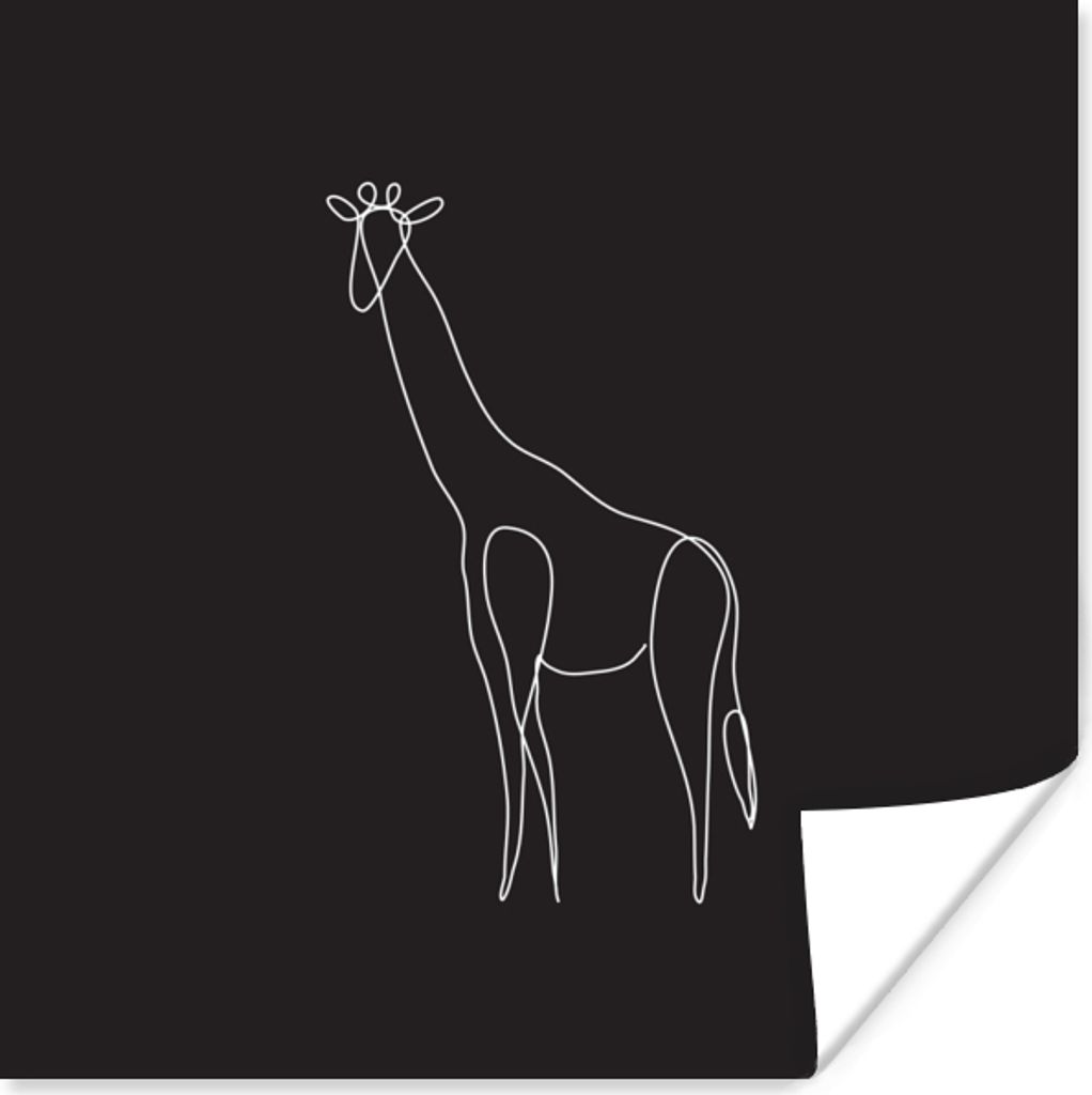 MuchoWow Poster Giraffe - Schwarz - Weiß - Tiere 75x75 cm - Wand Dekoration