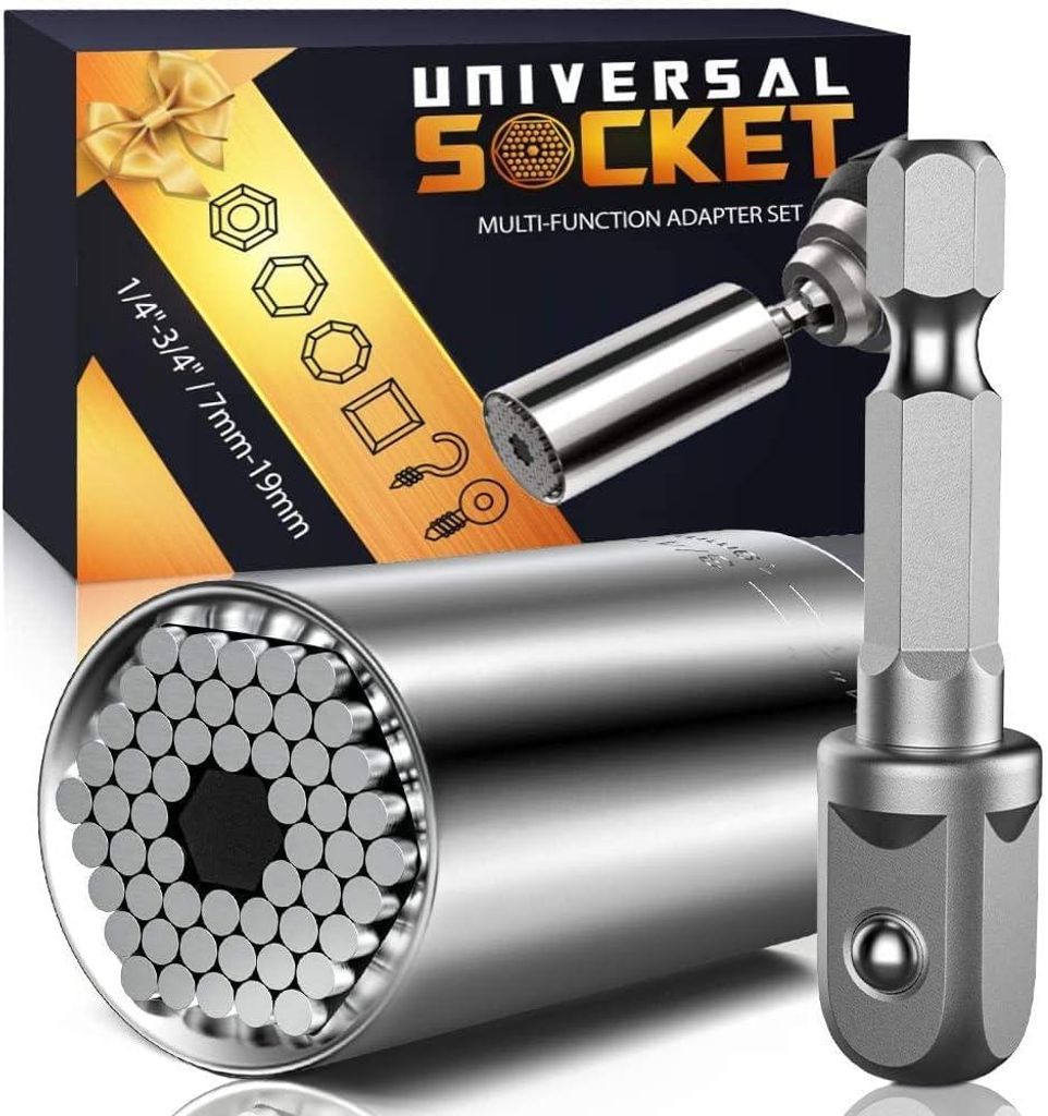 Universeller Steckschlüssel, Geschenk für Männer, mit Bohrfutteradapter, Super-Grip, cooles Gadget, Geburtstagsgeschenk für Männer, Ehemann, W...