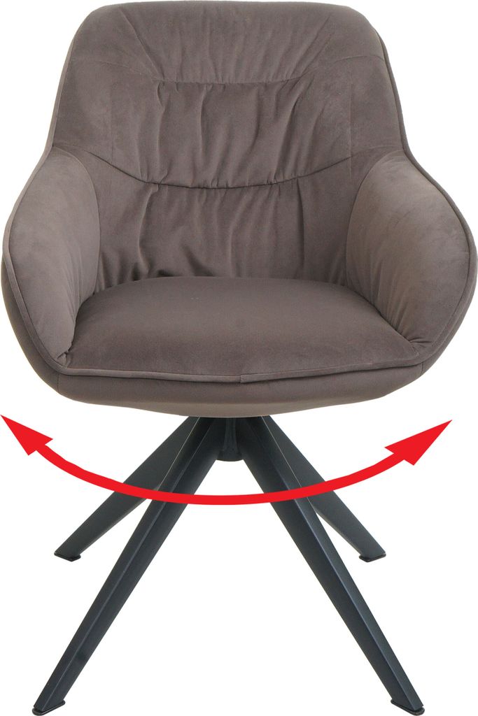 Esszimmerstuhl MCW-K28, Küchenstuhl Polsterstuhl Stuhl mit Armlehne, drehbar, Metall Stoff/Textil braun