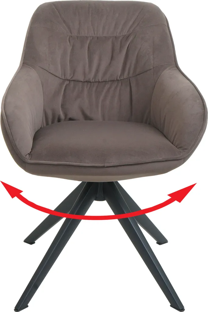 Sedia Poltroncina HWC-K28 Tessuto Marrone Girevole - Luxury Style