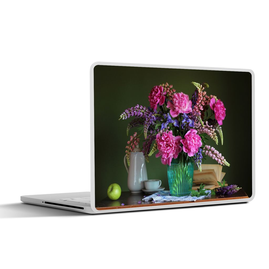 MuchoWow Laptop Aufkleber Sticker Cover Tisch - Blumen - Stilleben 30x21 cm - Sticker für Laptop - Selbstklebend