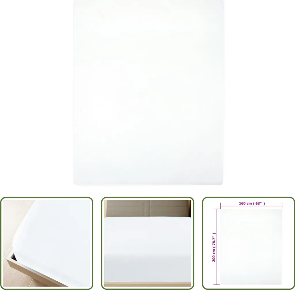 Lenzuolo Matrimoniale Jersey Bianco 160x200 2 pz Cotone | The Living Store